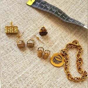 Gold Baskets Collection, Earrings, Pin, Bracelet, Longaberger, Nantuckett,Easter